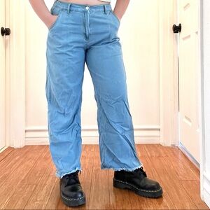 Wide leg elastic waist jeans